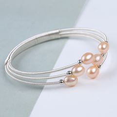 Vòng Tay Gọng Hở Đính Ngọc Trai Giọt Nước Kiểu Còng Cứng Đính Ngọc Trai MADAME HIEN PEARL Thời Trang Freesize VTG004MB