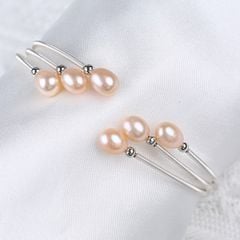 Vòng Tay Gọng Hở Đính Ngọc Trai Giọt Nước Kiểu Còng Cứng Đính Ngọc Trai MADAME HIEN PEARL Thời Trang Freesize VTG004MB