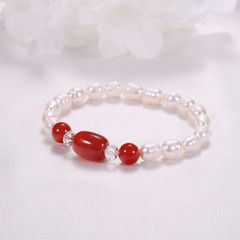 Vòng Tay Ngọc Trai Dáng Gạo Mặt Phối Đá Cẩm Thạch Phong Thuỷ Và Pha Lê MADAME HIEN PEARL VTG041