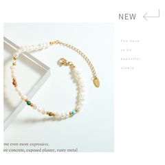 Vòng Tay Ngọc Trai Tự Nhiên Khoá Thép Titan Mạ Vàng Phong Cách Bohemian MADAME HIEN PEARLS VTT078