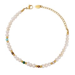 Vòng Tay Ngọc Trai Tự Nhiên Khoá Thép Titan Mạ Vàng Phong Cách Bohemian MADAME HIEN PEARLS VTT078
