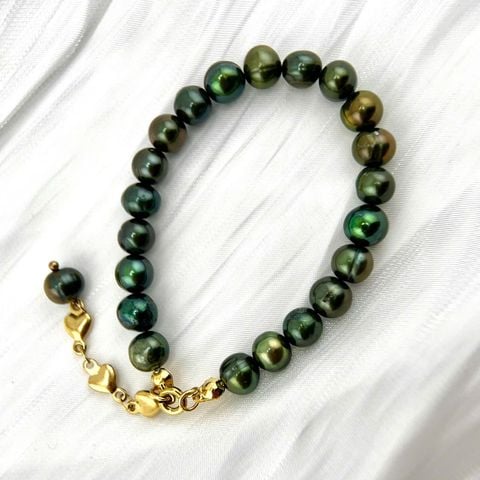 Vòng Tay Ngọc Trai Xanh Đen Tự Nhiên MADAME HIEN PEARLS Xinh Xắn Cho Nữ VTT066