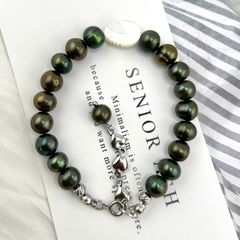Vòng Tay Ngọc Trai Xanh Đen Tự Nhiên MADAME HIEN PEARLS Xinh Xắn Cho Nữ VTT066