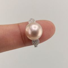 Nhẫn Bạc s925 Mạ Vàng Ý (Vàng Trắng)  Đính Ngọc Trai Tím 10-11mm Hạt Tròn Đẹp Grade AAAA BMVNT002T