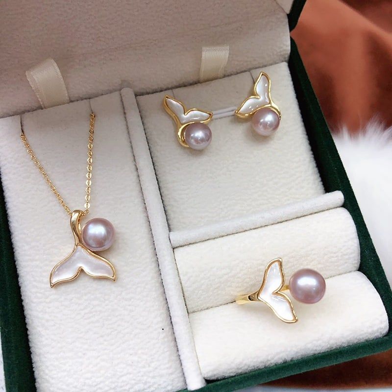 Bộ Set Ngọc Trai Dây chuyền, Nhẫn và Bông Tai Đuôi Cá Fritillaria MADAME HIEN PEARLS Cho Nữ SPS034