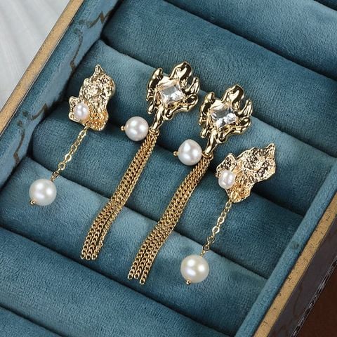 DESIGNER JEWELRY Bông Tai Tua Rua Viên Ngọc Trai Giọt Nước Tự Nhiên Mặt Thời Trang RUNWAY Cá Tính Sang Trọng MADAME HIEN PEARLS BTG154