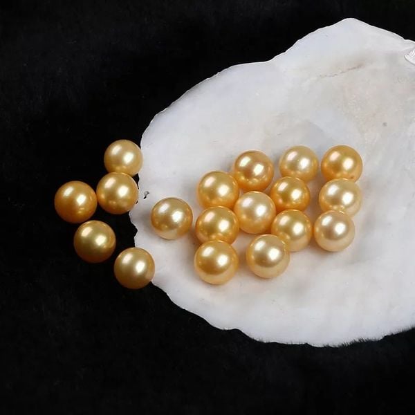 Hạt Ngọc Trai Màu Vàng Tự Nhiên 8mm Tì Nhẹ Dùng Làm Đồ Trang Sức Thủ Công MADAME HIEN PEARLS HT005