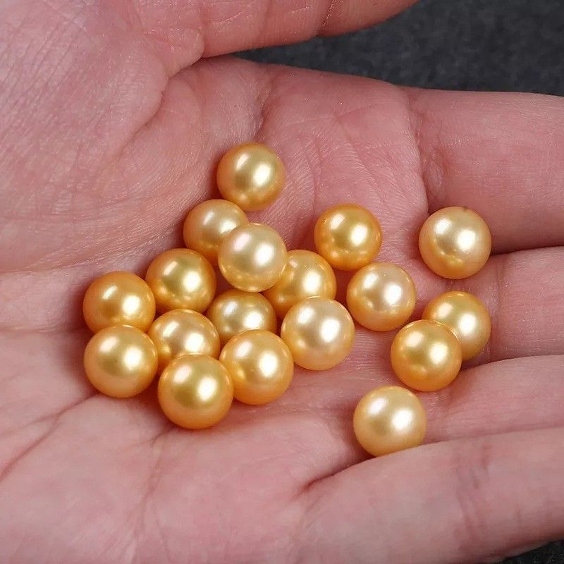Hạt Ngọc Trai Màu Vàng Tự Nhiên 8mm Tì Nhẹ Dùng Làm Đồ Trang Sức Thủ Công MADAME HIEN PEARLS HT005