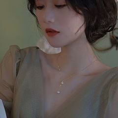 Vòng cổ Ngọc Trai Nước Ngọt Tự Nhiên 2 Hạt Tối Giản Có Thể Điều Chỉnh Kích Cỡ MT006