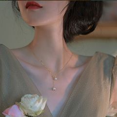 Vòng cổ Ngọc Trai Nước Ngọt Tự Nhiên 2 Hạt Tối Giản Có Thể Điều Chỉnh Kích Cỡ MT006
