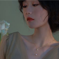 Vòng cổ Ngọc Trai Nước Ngọt Tự Nhiên 2 Hạt Tối Giản Có Thể Điều Chỉnh Kích Cỡ MT006