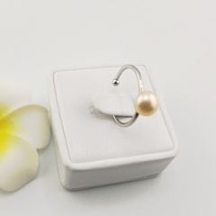 Nhẫn Ngọc Trai Tối Giản Khung Bạc Đính 1 Hạt Ngọc Trai Tự Nhiên Thời Trang NN012