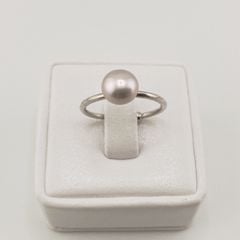 Nhẫn Ngọc Trai Tối Giản Khung Bạc Đính 1 Hạt Ngọc Trai Tự Nhiên Thời Trang NN012