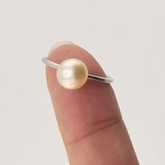 Nhẫn Ngọc Trai Tối Giản Khung Bạc Đính 1 Hạt Ngọc Trai Tự Nhiên Thời Trang NN012