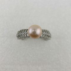 Nhẫn Ngọc Trai Tự Nhiên Khung Bạc Chạm Khắc Hoa Văn Cầu Kỳ Thời Trang Nam Nữ MADAME HIEN PEARLS NN080