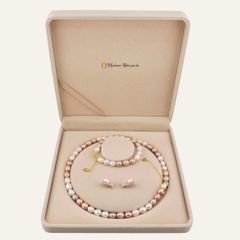 Bộ Set Ngọc Trai Tứ Quý hạt xoài 9-10mm (dây cổ, vòng tay, bông tai) SPS011M