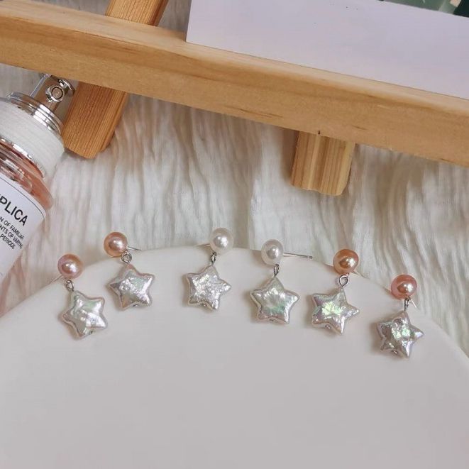 Bông Tai Ngọc Trai Tua Rua Viên Ngọc Trai Baroque Hình Ngôi Sao Star Pentagram MADAME HIEN PEARLS Cho Nữ BTB123