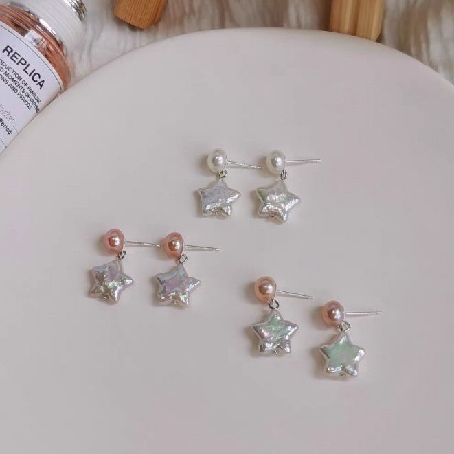 Bông Tai Ngọc Trai Tua Rua Viên Ngọc Trai Baroque Hình Ngôi Sao Star Pentagram MADAME HIEN PEARLS Cho Nữ BTB123