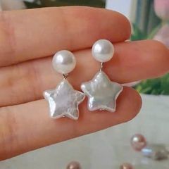 Bông Tai Ngọc Trai Tua Rua Viên Ngọc Trai Baroque Hình Ngôi Sao Star Pentagram MADAME HIEN PEARLS Cho Nữ BTB123