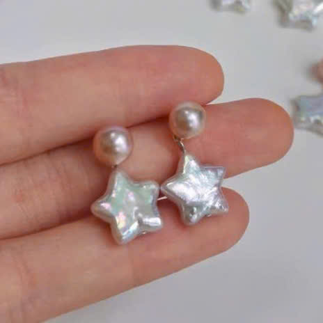 Bông Tai Ngọc Trai Tua Rua Viên Ngọc Trai Baroque Hình Ngôi Sao Star Pentagram MADAME HIEN PEARLS Cho Nữ BTB123