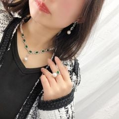 Bộ Set Ngọc Trai Vòng Cổ, Bông Tai và Nhẫn Tự Nhiên Đính Đá Quý Xanh Lục Bảo MADAME HIEN PEARLS Cho Nữ SCT029