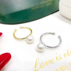 Nhẫn Ngọc Trai Tối Giản Khung Vàng Đính 1 Hạt Ngọc Trai Tự Nhiên Thời Trang NN012