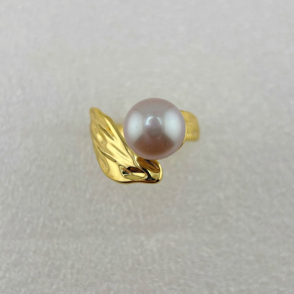 Nhẫn Ngọc Trai Tự Nhiên Khung Sóng Kim Loại Cá Tính Thời Trang Nam Nữ MADAME HIEN PEARLS NN078