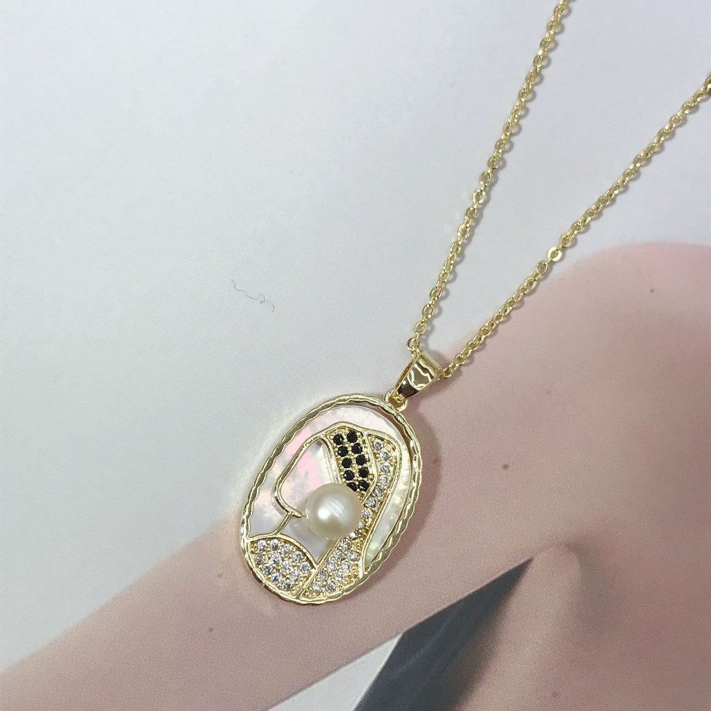 Dây Chuyền Mặt phát hoạ Girl with a Pearl Earring Nghệ Thuật Đính Ngọc Trai Tự Nhiên MADAME HIEN PEARLS MN073
