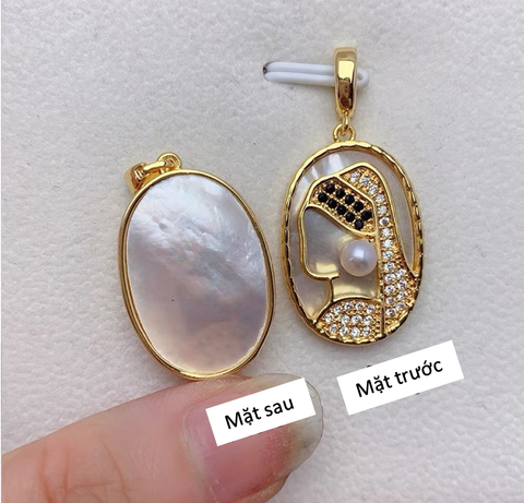 Dây Chuyền Mặt phát hoạ Girl with a Pearl Earring Nghệ Thuật Đính Ngọc Trai Tự Nhiên MADAME HIEN PEARLS MN073