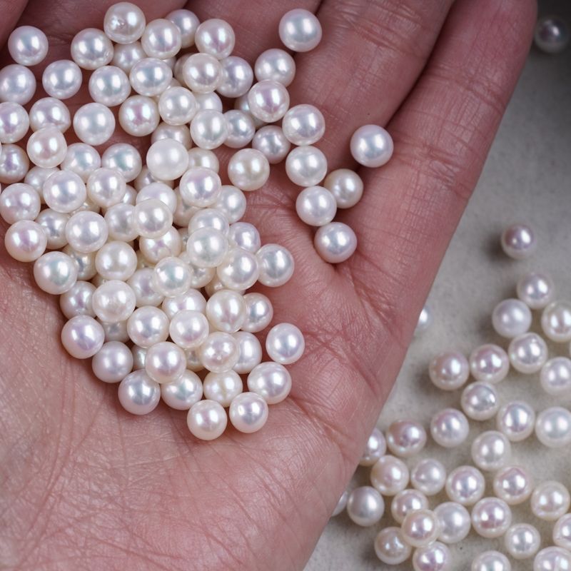 Hạt Ngọc Trai Trắng Tròn 5-6,5mm Bóng Đẹp AAA Làm Phụ Kiện Trang Sức MADAME HIEN PEARLS HT014