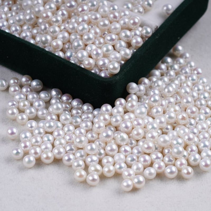 Hạt Ngọc Trai Trắng Tròn 5-6,5mm Bóng Đẹp AAA Làm Phụ Kiện Trang Sức MADAME HIEN PEARLS HT014