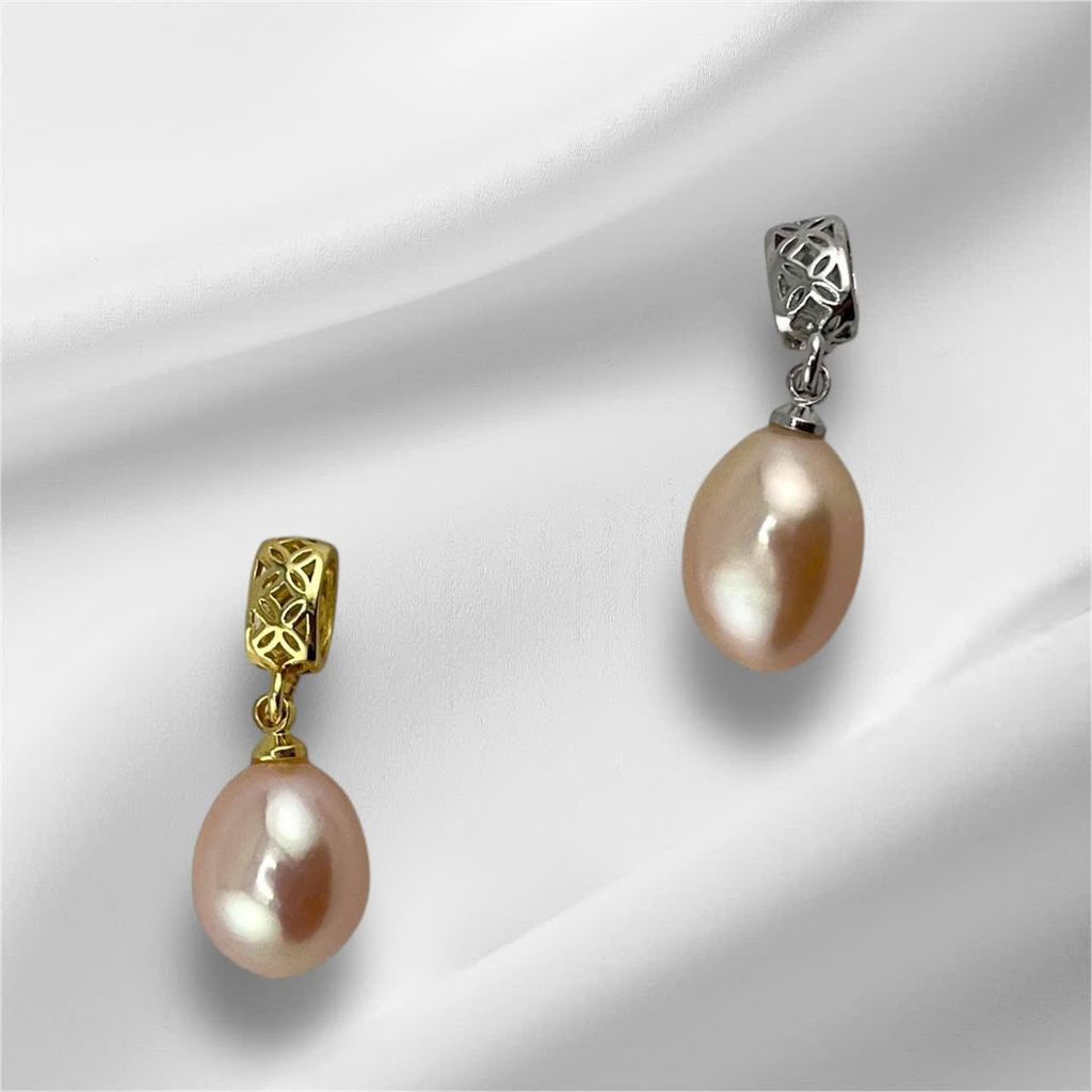 Dây Chuyền Mặt Hạt Ngọc Trai Tự Nhiên Đơn Giản Mặt Dát Hoa Văn Đơn Giản Sang Trọng MADAME HIEN PEARLS MG037