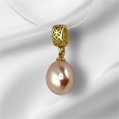 Dây Chuyền Mặt Hạt Ngọc Trai Tự Nhiên Đơn Giản Mặt Dát Hoa Văn Đơn Giản Sang Trọng MADAME HIEN PEARLS MG037