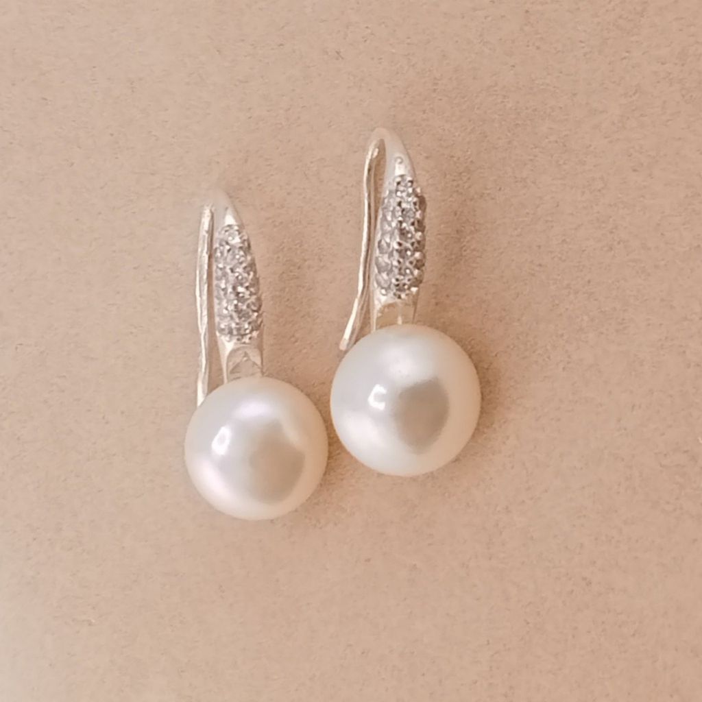 Bộ Bông Tai Hạt Trai gồm Bông và Mặt dây chuyền Dáng Giày Cao Gót MADAME HIEN PEARLS Bạc Ta Size Khủng 9-12mm ACS002