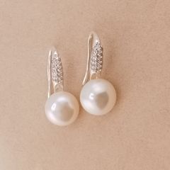 Bộ Bông Tai Hạt Trai gồm Bông và Mặt dây chuyền Dáng Giày Cao Gót MADAME HIEN PEARLS Bạc Ta Size Khủng 9-12mm ACS002