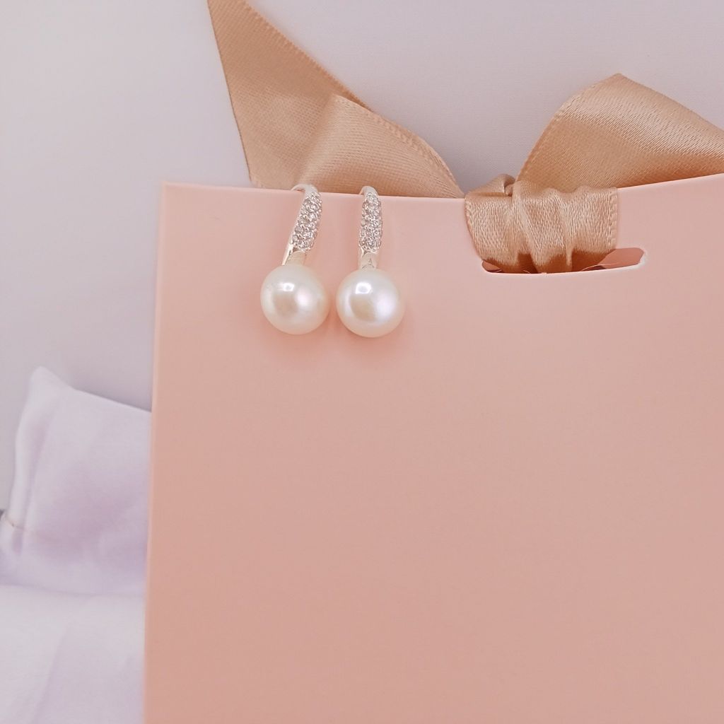 Bộ Bông Tai Hạt Trai gồm Bông và Mặt dây chuyền Dáng Giày Cao Gót MADAME HIEN PEARLS Bạc Ta Size Khủng 9-12mm ACS002