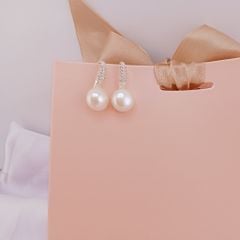 Bộ Bông Tai Hạt Trai gồm Bông và Mặt dây chuyền Dáng Giày Cao Gót MADAME HIEN PEARLS Bạc Ta Size Khủng 9-12mm ACS002