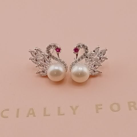 Bộ Bông Tai và Mặt dây chuyền Ngọc Trai Thiên Nga MADAME HIEN PEARLS Bạc Ta BTN037