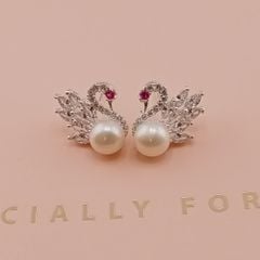 Bộ Bông Tai và Mặt dây chuyền Ngọc Trai Thiên Nga MADAME HIEN PEARLS Bạc Ta BTN037