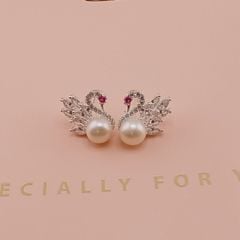 Bộ Bông Tai và Mặt dây chuyền Ngọc Trai Thiên Nga MADAME HIEN PEARLS Bạc Ta BTN037