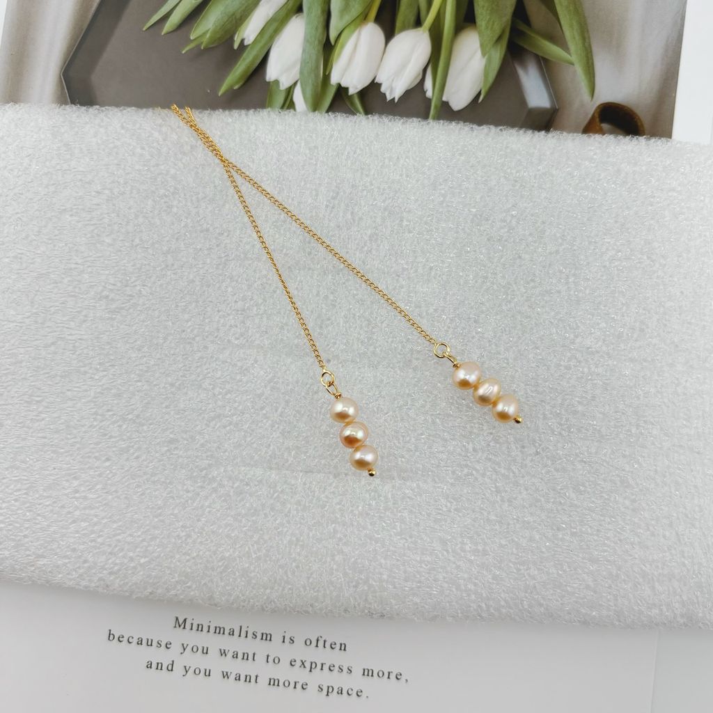 Bông Tai Ngọc Trai Tự Nhiên Tua Rua 3 Hạt Nhỏ Mini MADAME HIEN PEARLS Dễ Thương Cho Nữ BTT090