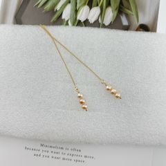 Bông Tai Ngọc Trai Tự Nhiên Tua Rua 3 Hạt Nhỏ Mini MADAME HIEN PEARLS Dễ Thương Cho Nữ BTT090