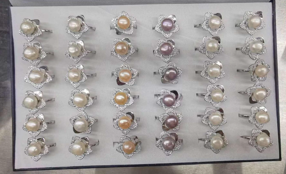 Nhẫn Ngọc Trai Tự Nhiên Size 9-10mm Dáng Hoa Phong Cách Quý Phú Bà Ngọc trai Giá Sỉ Phú Quốc MADAME HIEN PEARLS NN053