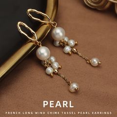 DESIGNER JEWELRY Bông Tai Cụm Hoa Ngọc Trai Tự Nhiên Tua Rua Mặt Cười Thời Trang RUNWAY Sang Trọng MADAME HIEN PEARLS BTT127