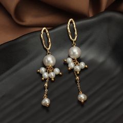 DESIGNER JEWELRY Bông Tai Cụm Hoa Ngọc Trai Tự Nhiên Tua Rua Mặt Cười Thời Trang RUNWAY Sang Trọng MADAME HIEN PEARLS BTT127