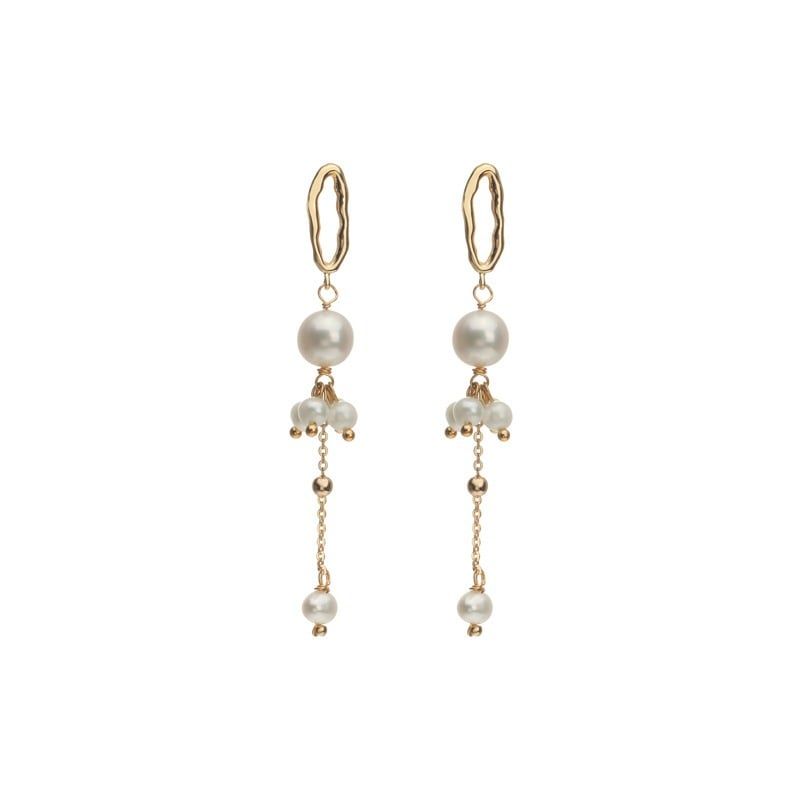 DESIGNER JEWELRY Bông Tai Cụm Hoa Ngọc Trai Tự Nhiên Tua Rua Mặt Cười Thời Trang RUNWAY Sang Trọng MADAME HIEN PEARLS BTT127