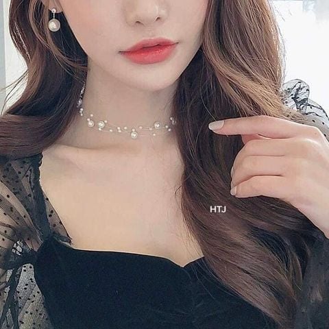 Vòng Cổ Ngọc Trai Choker Bồng Bềnh Dây Gân MADAME HIEN PEARLS Trang Sức Cô Dâu Xinh Xắn CT021