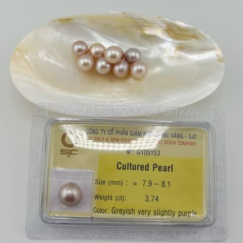 [Kèm Kiểm Định] Hạt Ngọc Trai Hồng Tím Pastel Tự Nhiên 7-8mm AAA VIP Cao Cấp MADAME HIEN PEARLS HT010