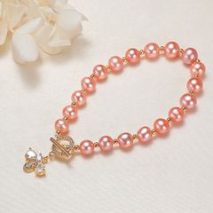Vòng Tay Chuỗi Ngọc Trai Tự Nhiên Mặt Khoá OT Phối Tua Rua Cham Ong Little Bee MADAME HIEN PEARLS VTT093