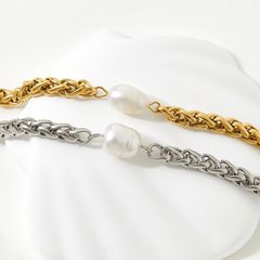 Vòng Tay Chuỗi Xương Rồng Ngọc Trai Tự Nhiên Dây Chuyền Thép Titan Mạ Vàng 14K MADAME HIEN PEARLS VTB032